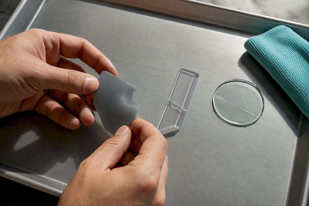Close inspection of damaged material samples
