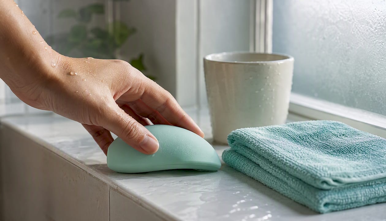 Anonymous device edge beside washable cloth
