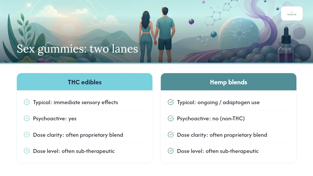 Comparing Sex Gummies Side by Side — overview diagram