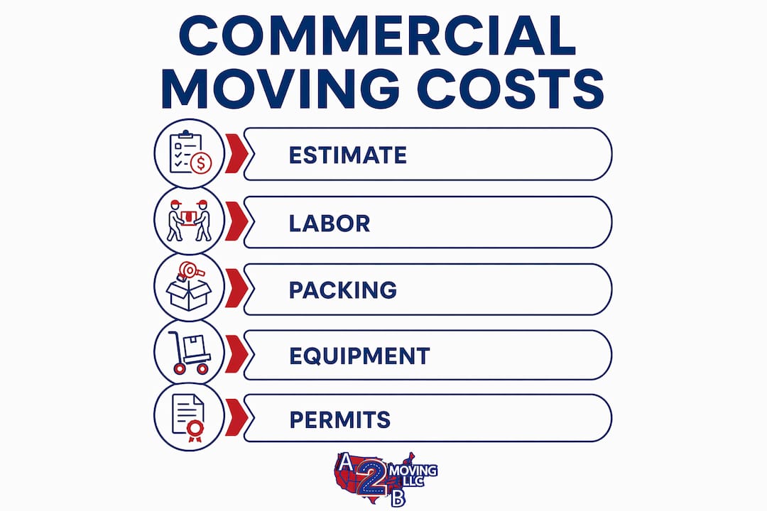 Infographic showing components of commercial moving costs
