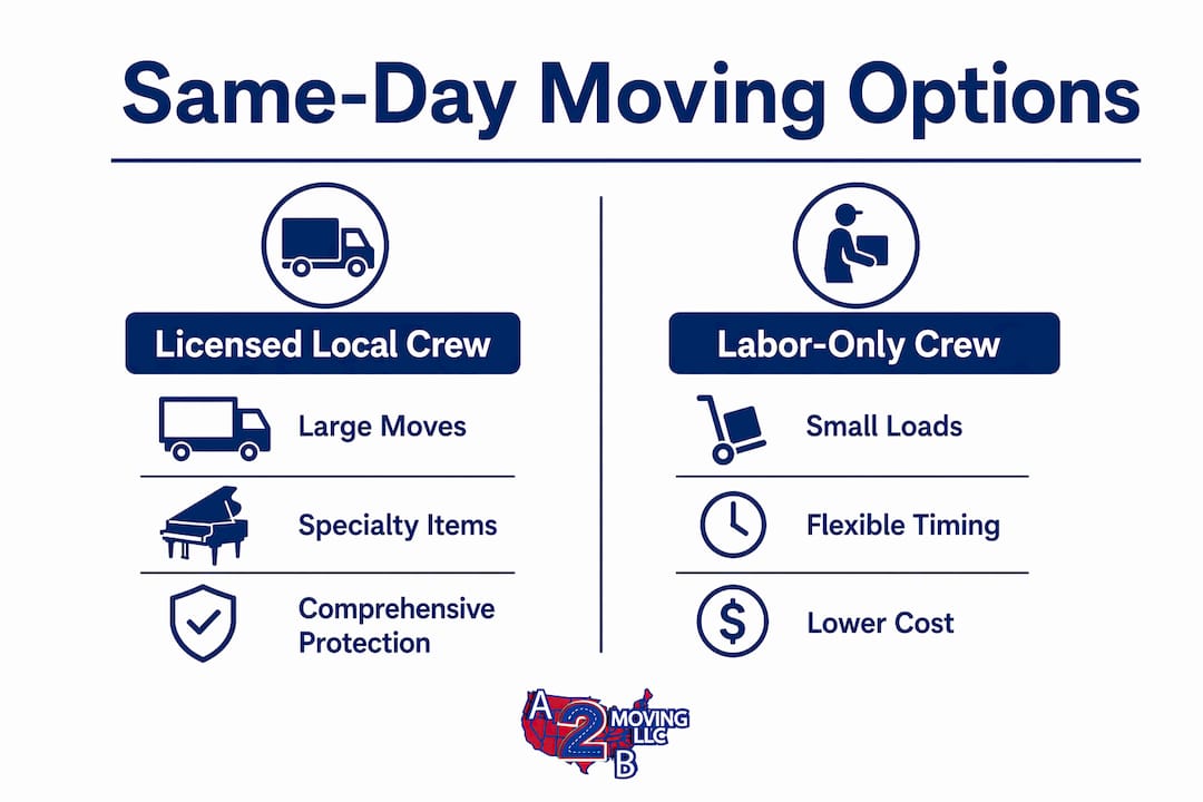 Infographic comparing moving service types