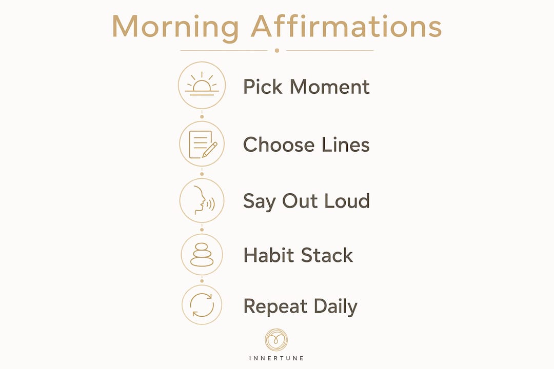 Infographic showing steps to use morning affirmations