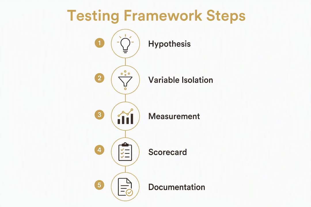 Infographic showing five creative testing steps