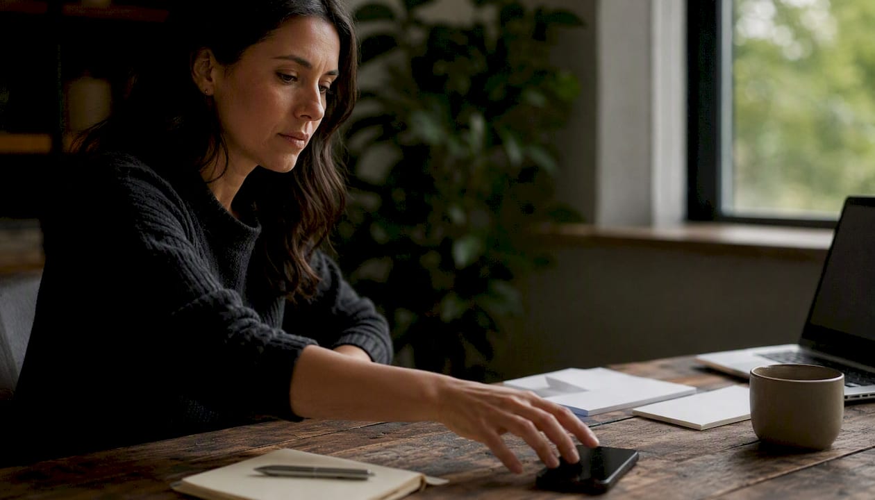 Marketer choosing landing page tools at desk