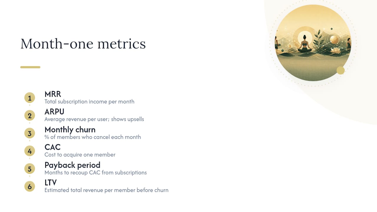 Diagram of six wellness membership success metrics