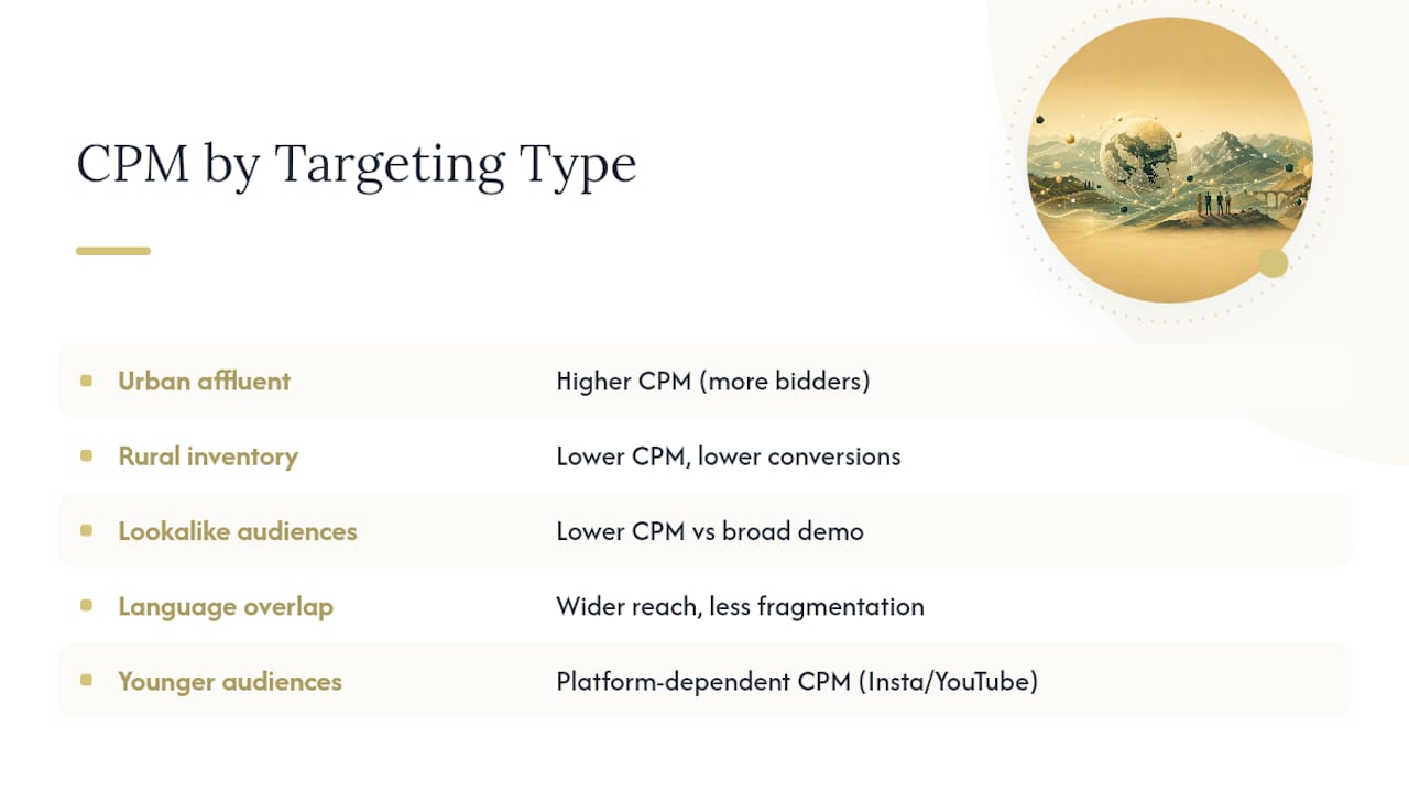 Diagram of CPM variation by audience targeting in Balkans