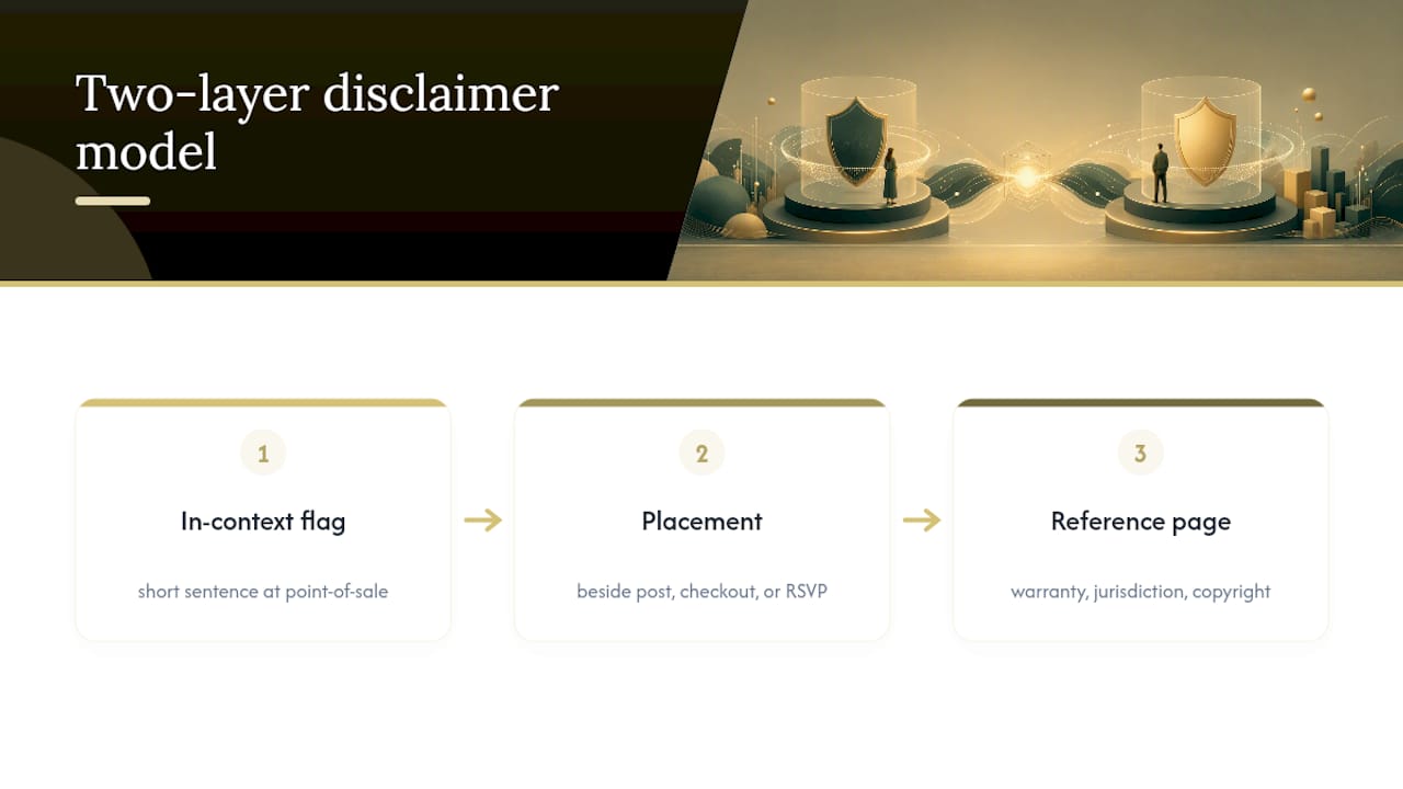 Two-layer creator disclaimer structure