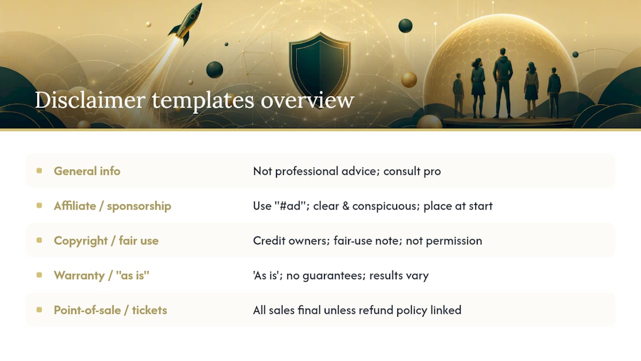 Copyable Disclaimer Templates for Creators — overview diagram