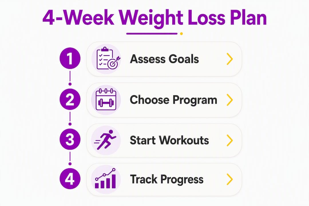 Infographic displaying 4-week weight loss plan steps