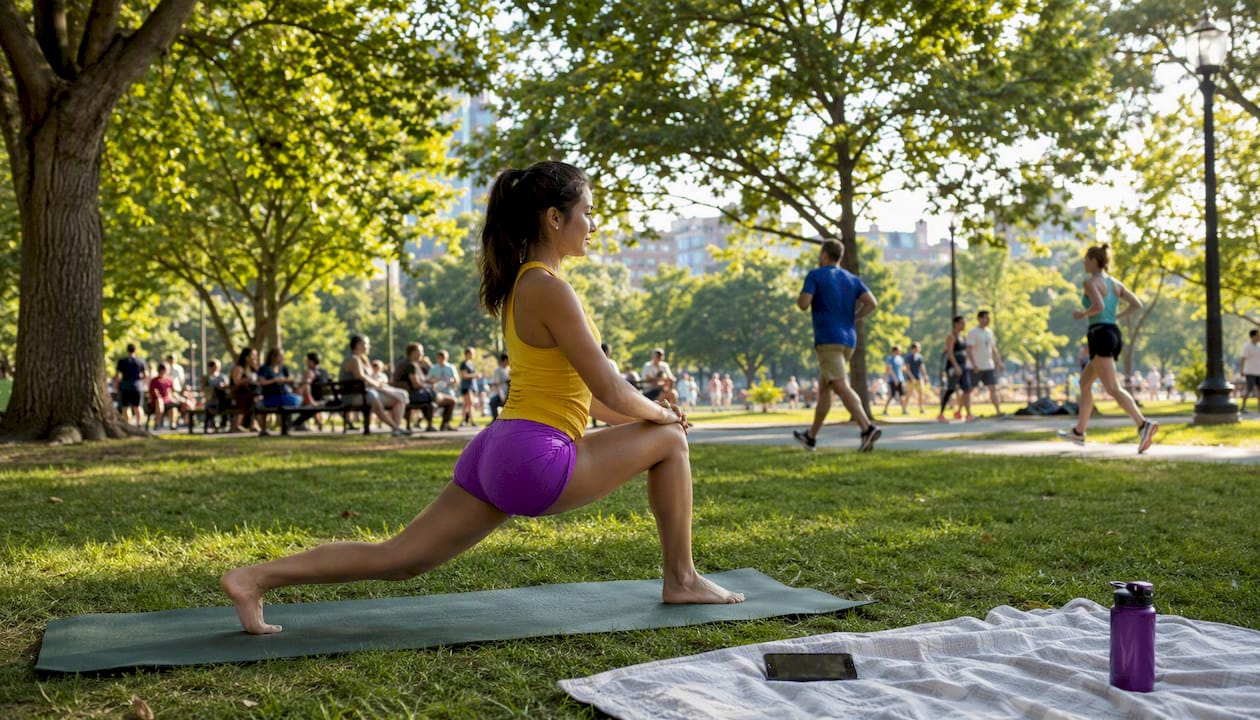 Woman exercising indoors with Nike Training Club app