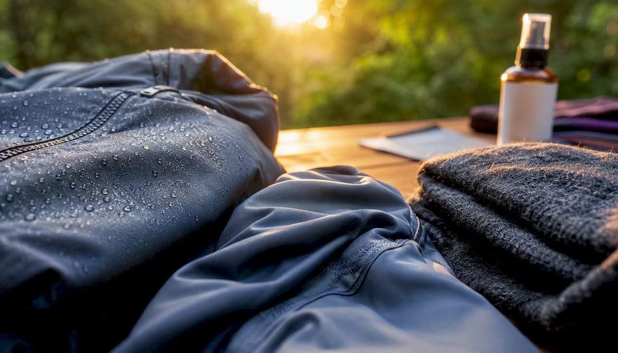 Close-up of workout fabrics with different treatments