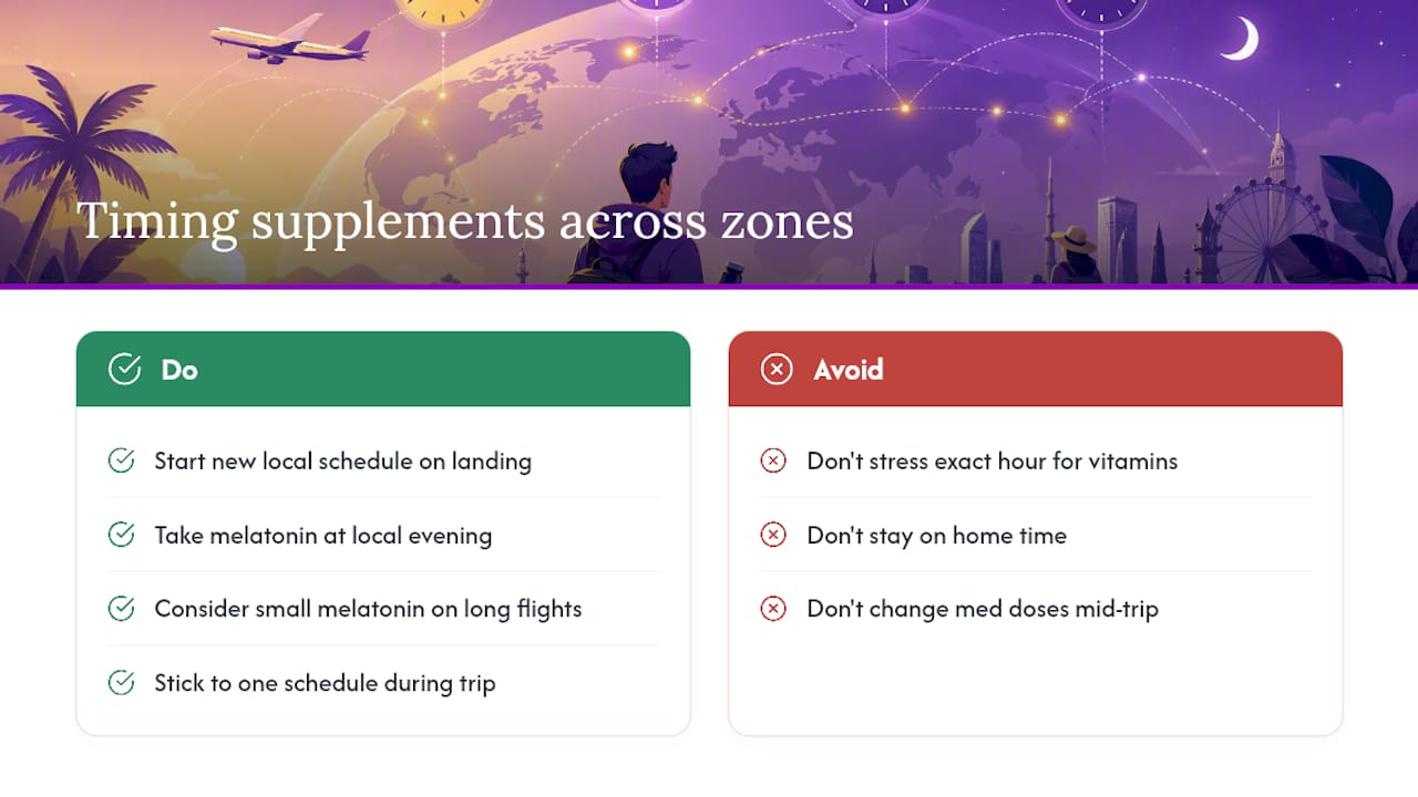 How Should You Time Supplements Across Time Zones? — overview diagram