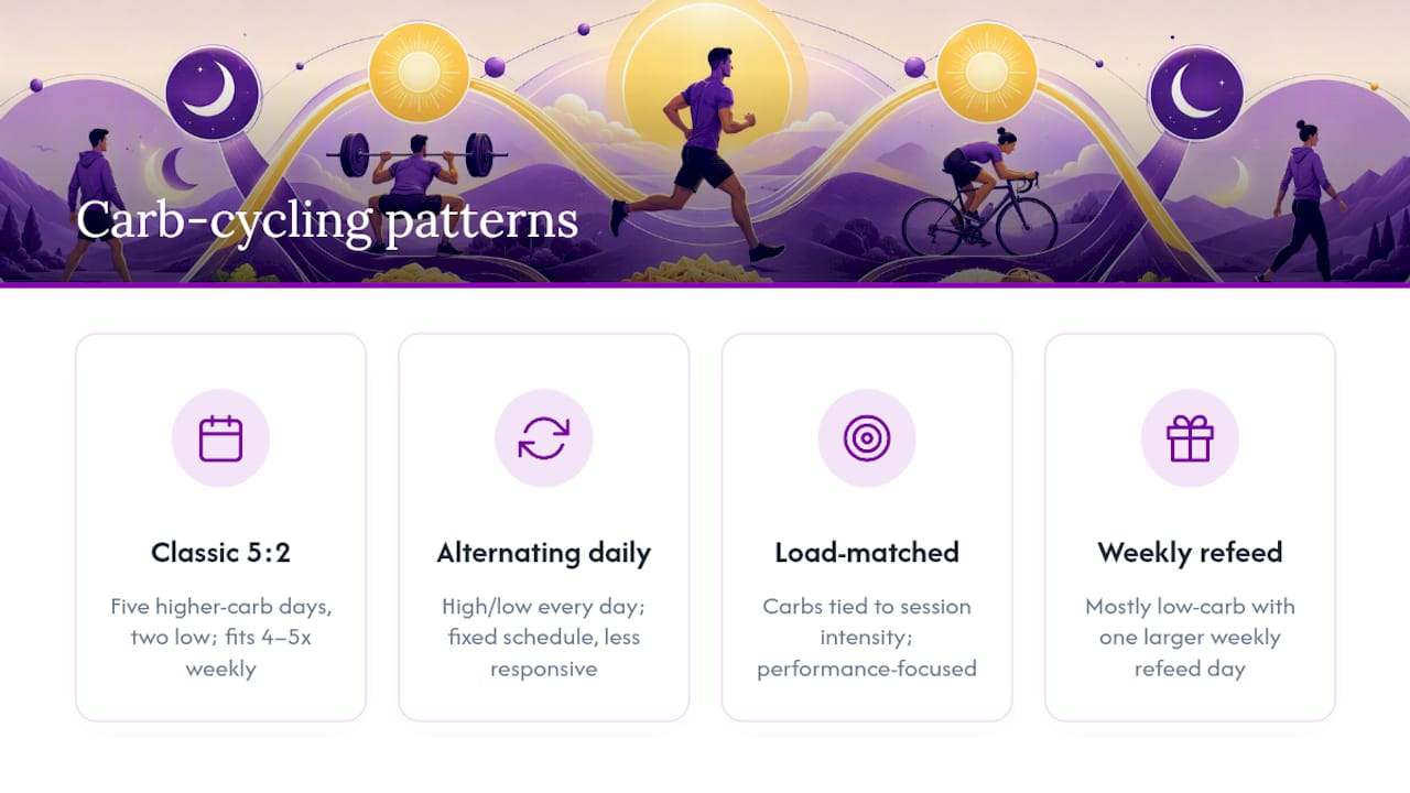 Comparison of four carb cycling patterns