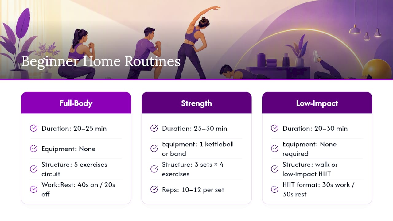 What Are the Best Home Workout Weight Loss Routines for Beginners? — overview diagram