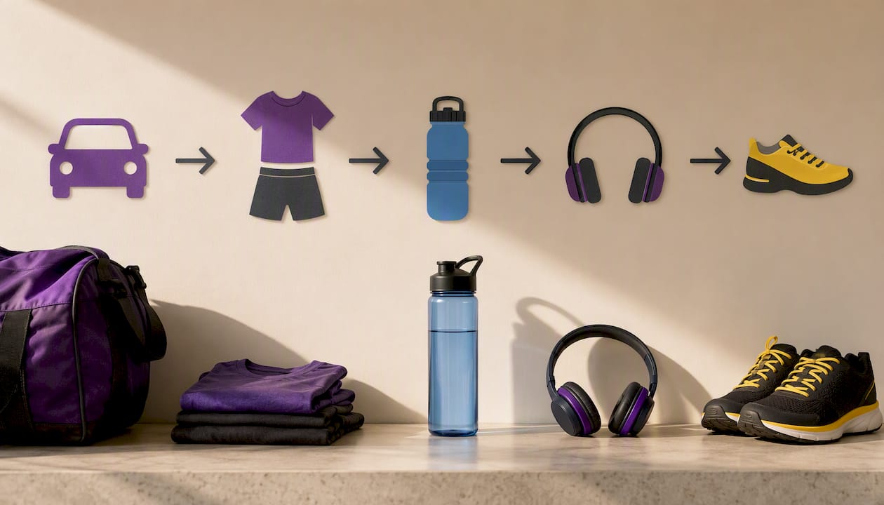 Illustrated workout preparation time sequence
