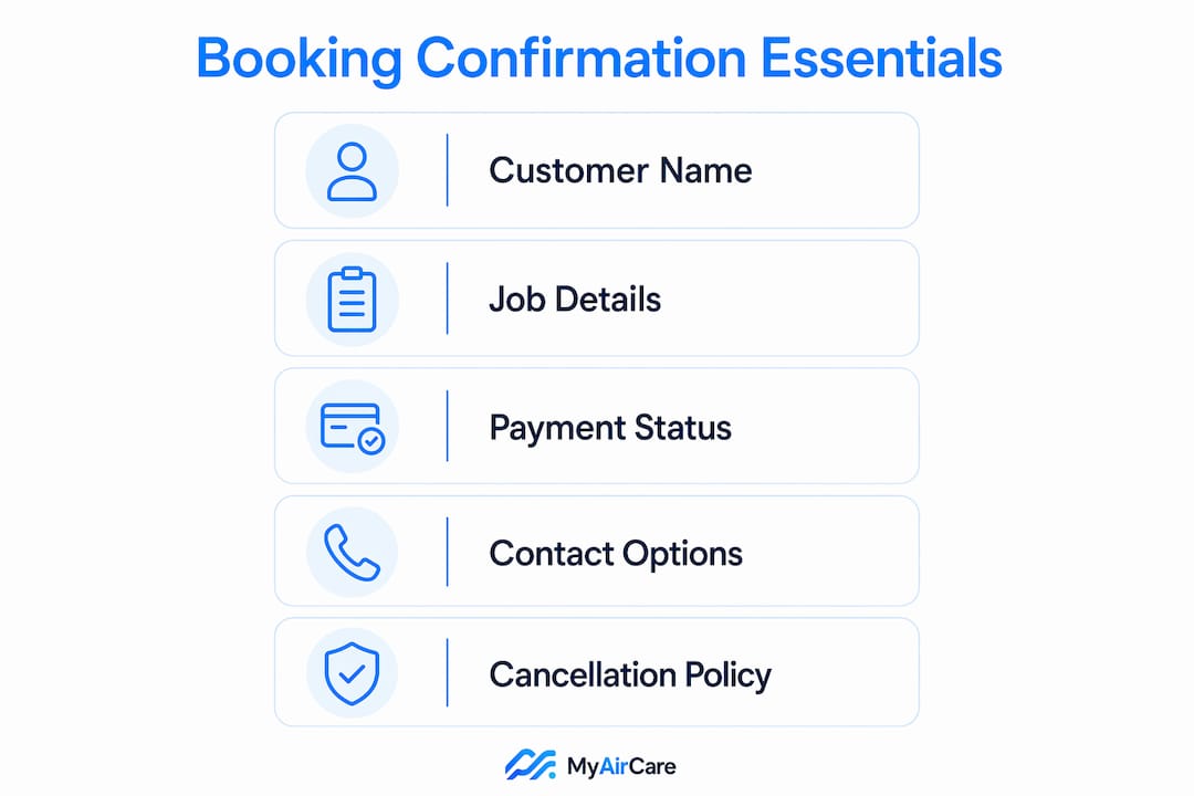 Infographic showing booking confirmation key elements