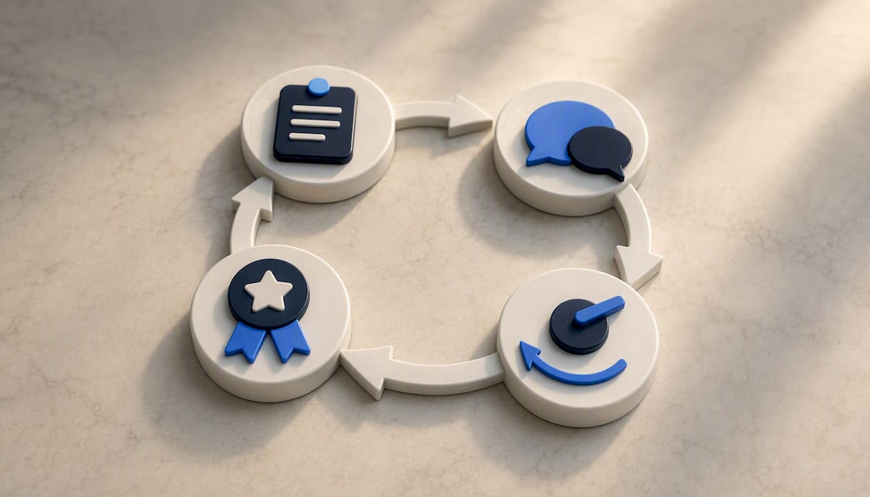 Technician training feedback loop illustration