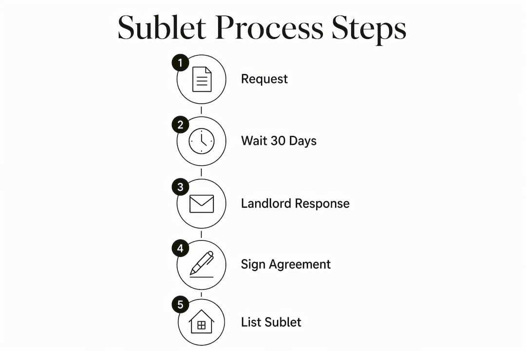 Infographic summarizing legal sublet steps in NYC