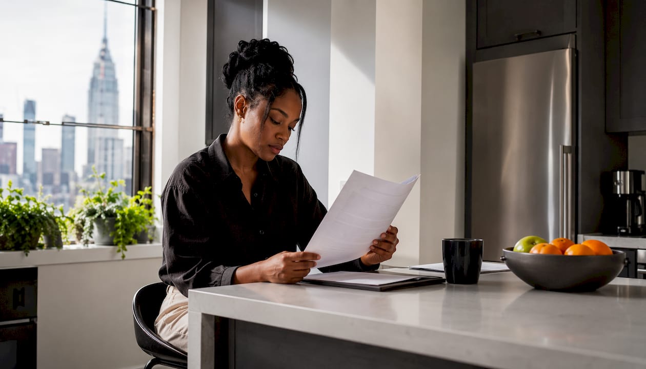 Tenant reviewing legal sublet documents at home