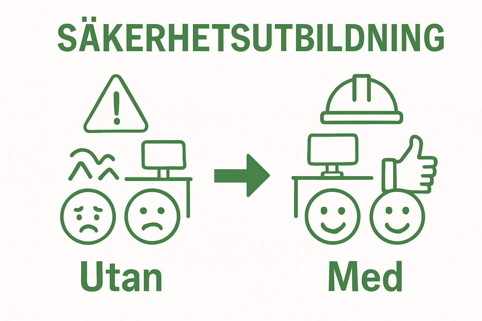 Infographic comparing workplace with and without safety education