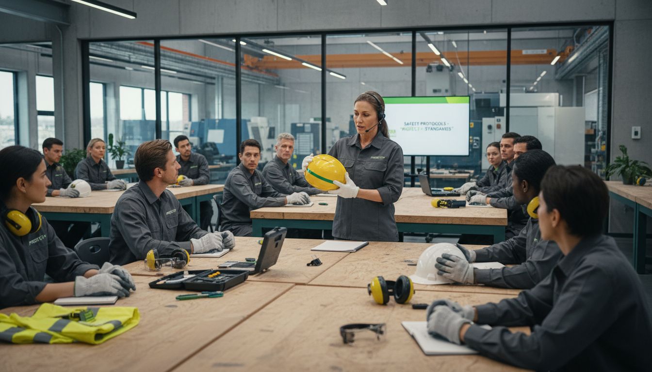 Employees engaged in workplace safety training session