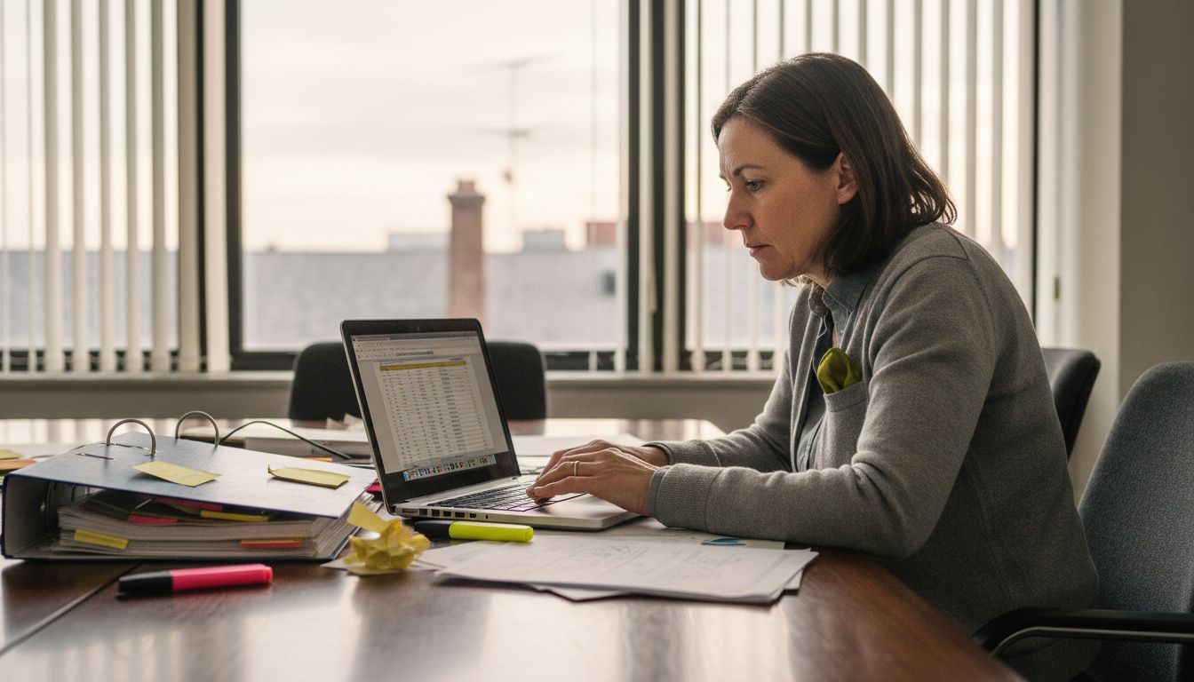 Manager documenting workplace control results