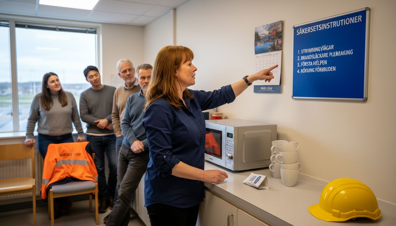 Personalutbildning om säkerhetsrutiner i fikarummet