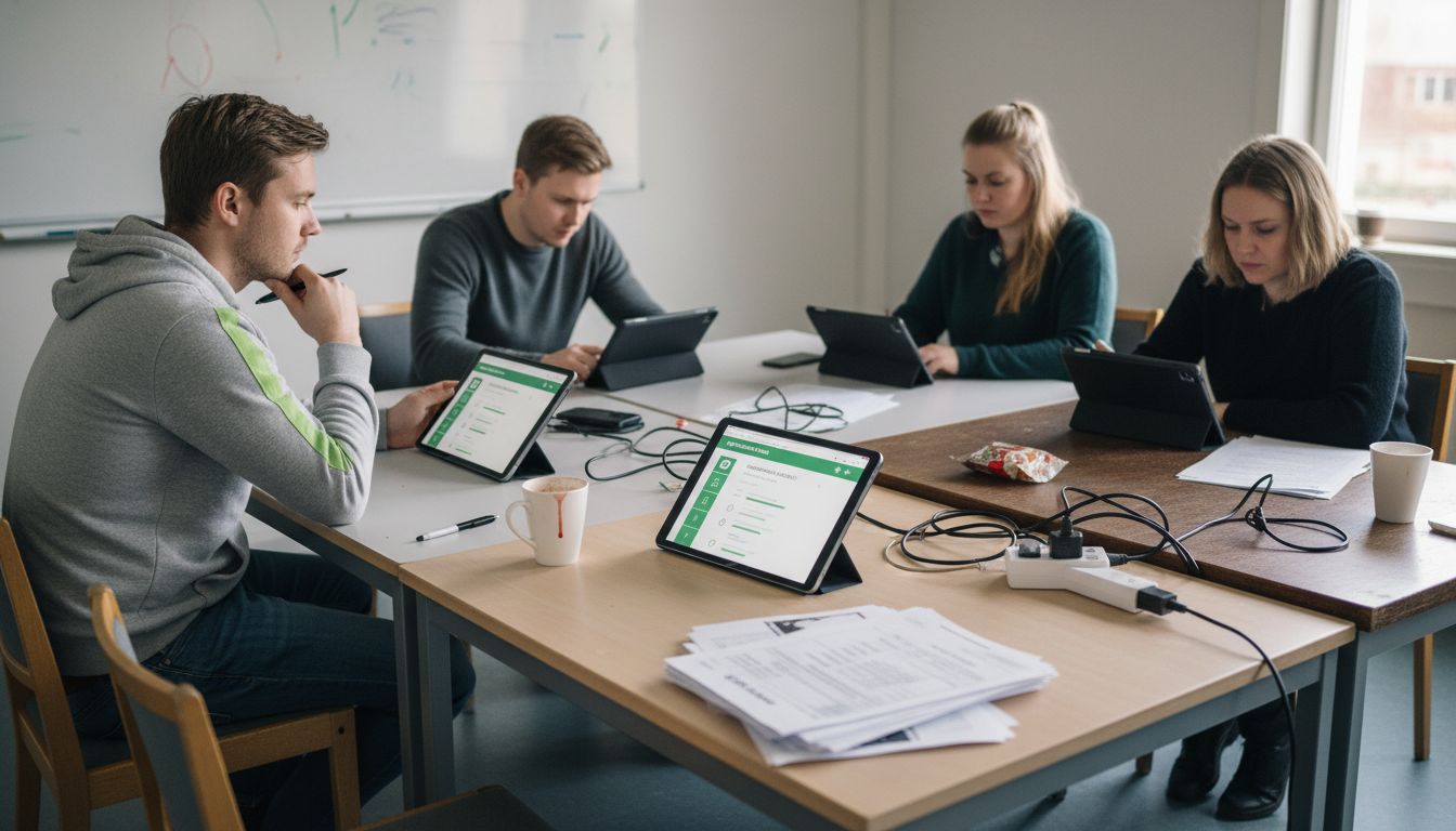 Medarbetare som använder surfplattor för digitalt lärande