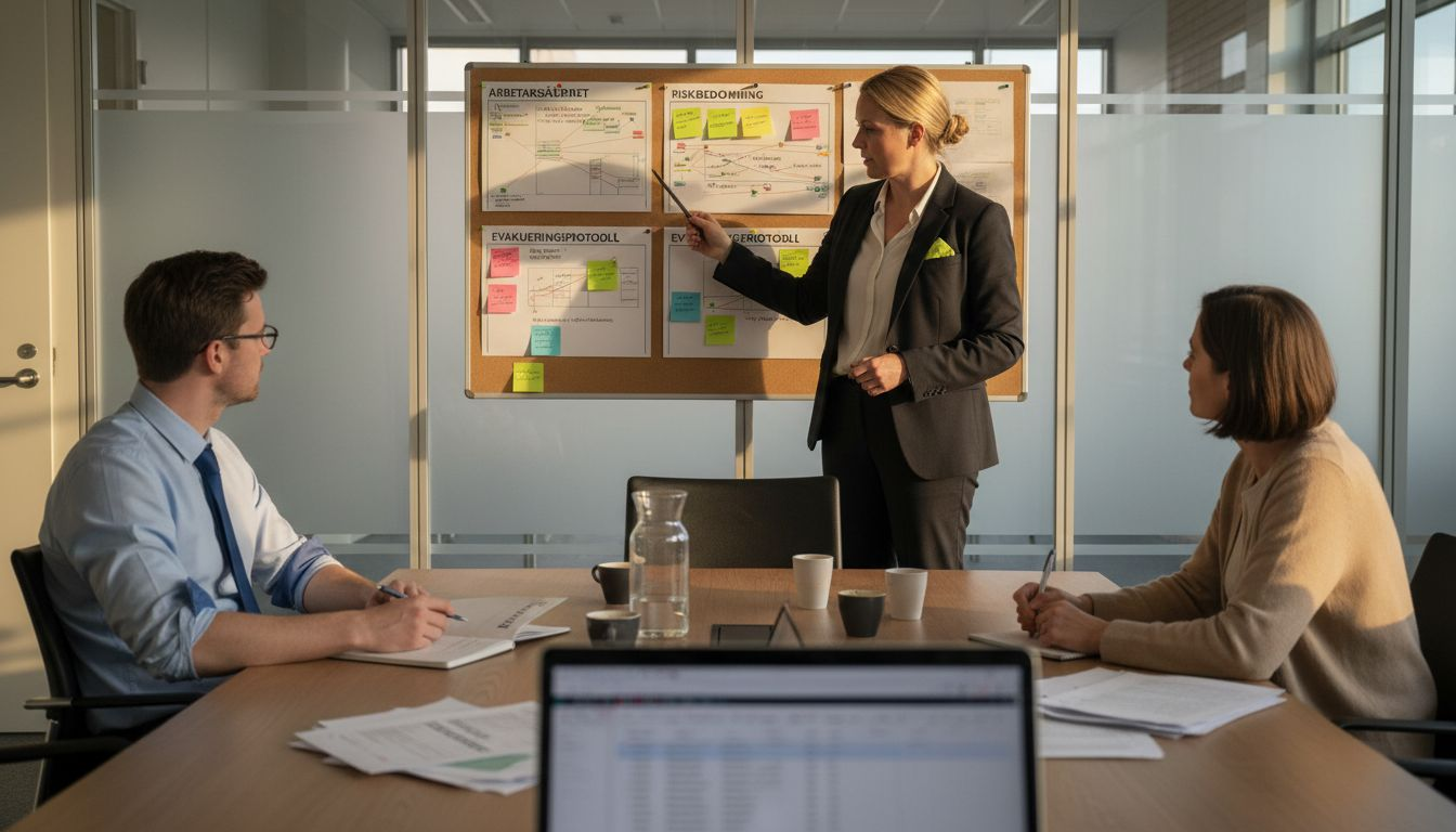 HR-specialist som informerar om olika roller och ansvar kring arbetsmiljösäkerhet