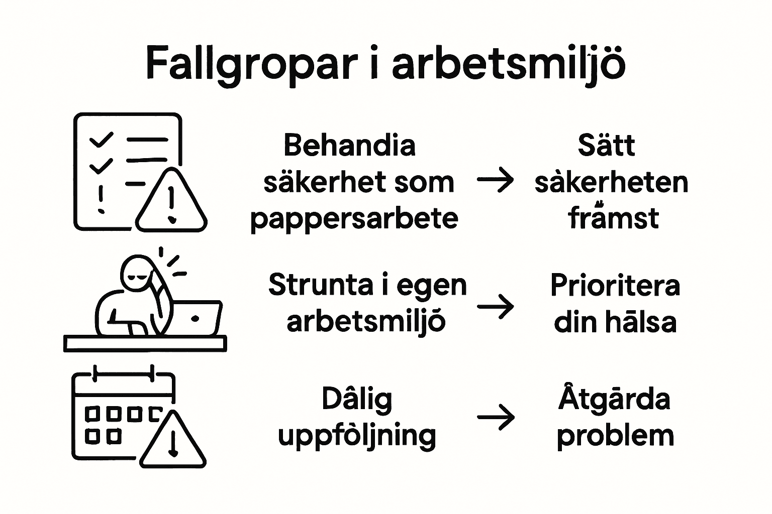 Infografik: Tre vanliga fallgropar chefer bör undvika för en säker arbetsplats