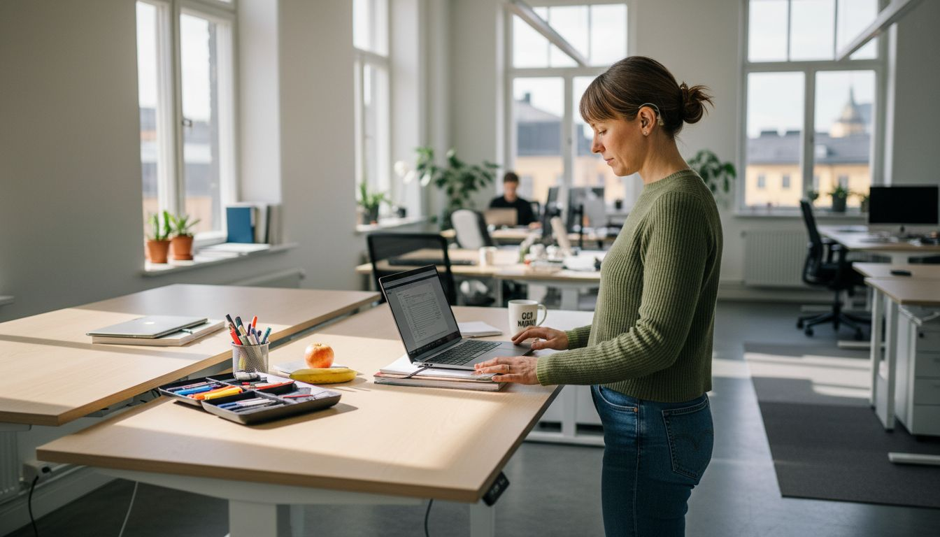 En medarbetare gör i ordning sin arbetsplats