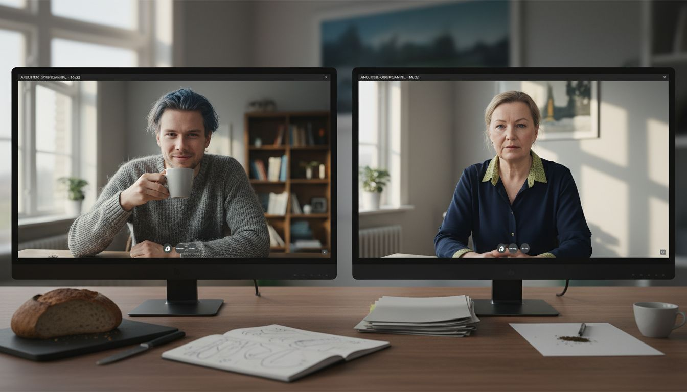 Två kollegor har ett digitalt möte