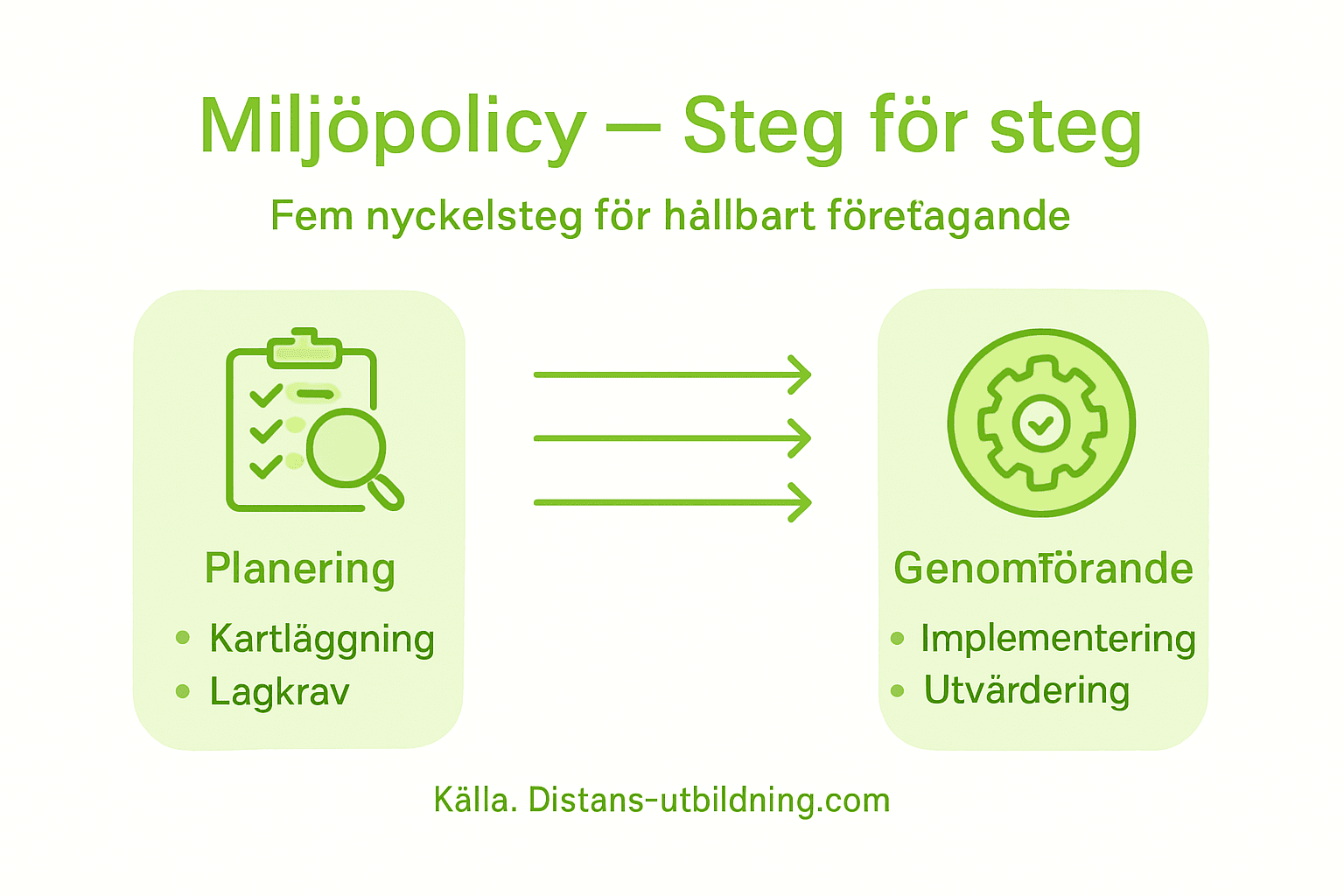 Så bygger du en miljöpolicy – viktiga steg och huvudpunkter i överskådlig infografik