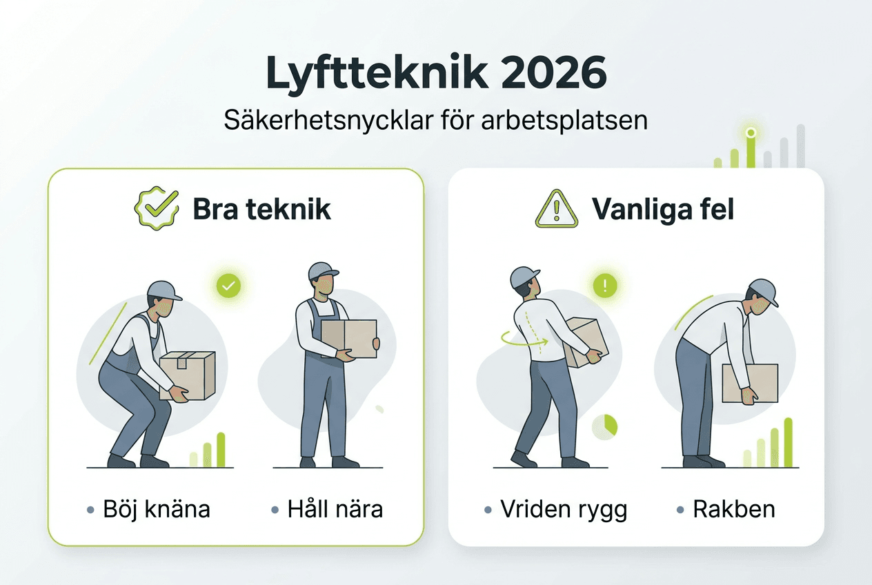 Illustration som visar rätt och fel sätt att lyfta på – så undviker du vanliga misstag