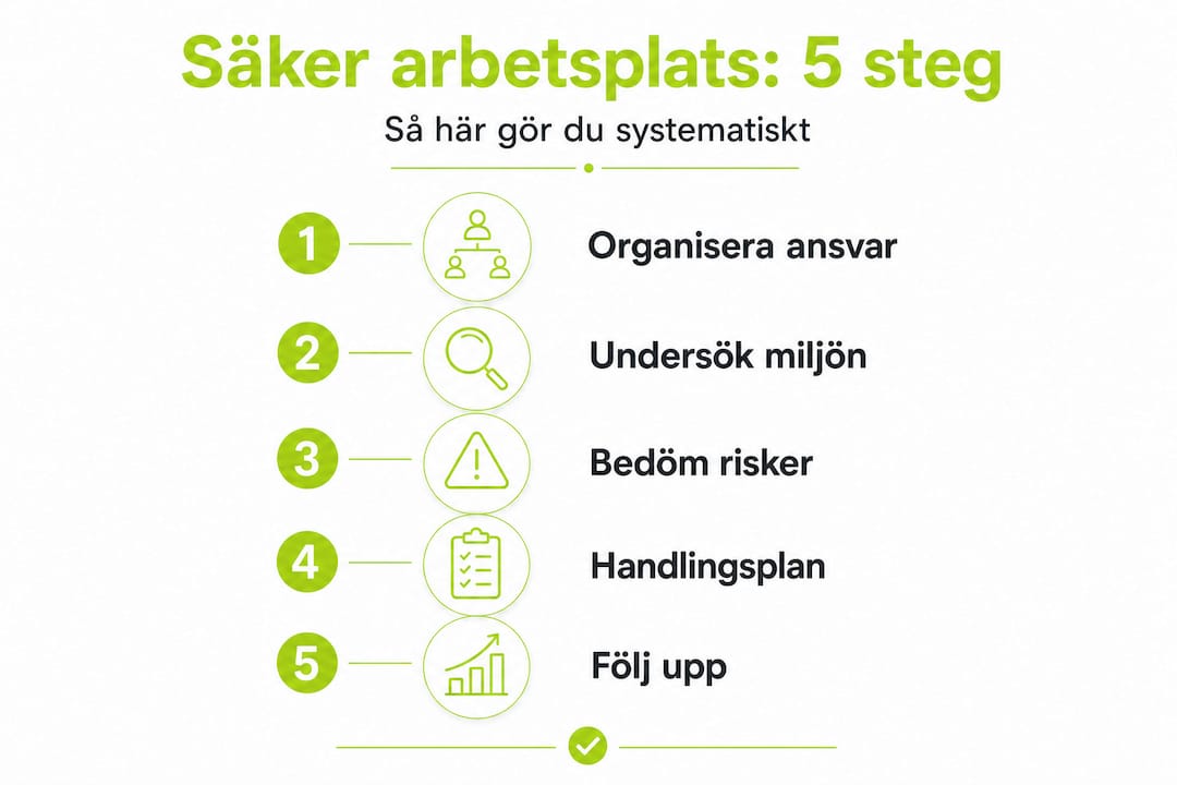 Fem enkla steg för ett bättre arbetsmiljöarbete – en överskådlig infografik