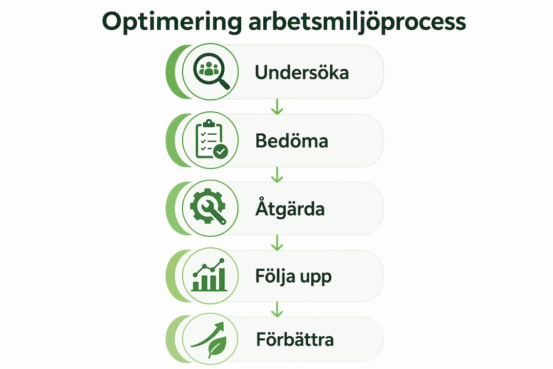 En överskådlig infografik som guidar dig genom nyckelstegen för att effektivisera arbetsmiljöarbetet.