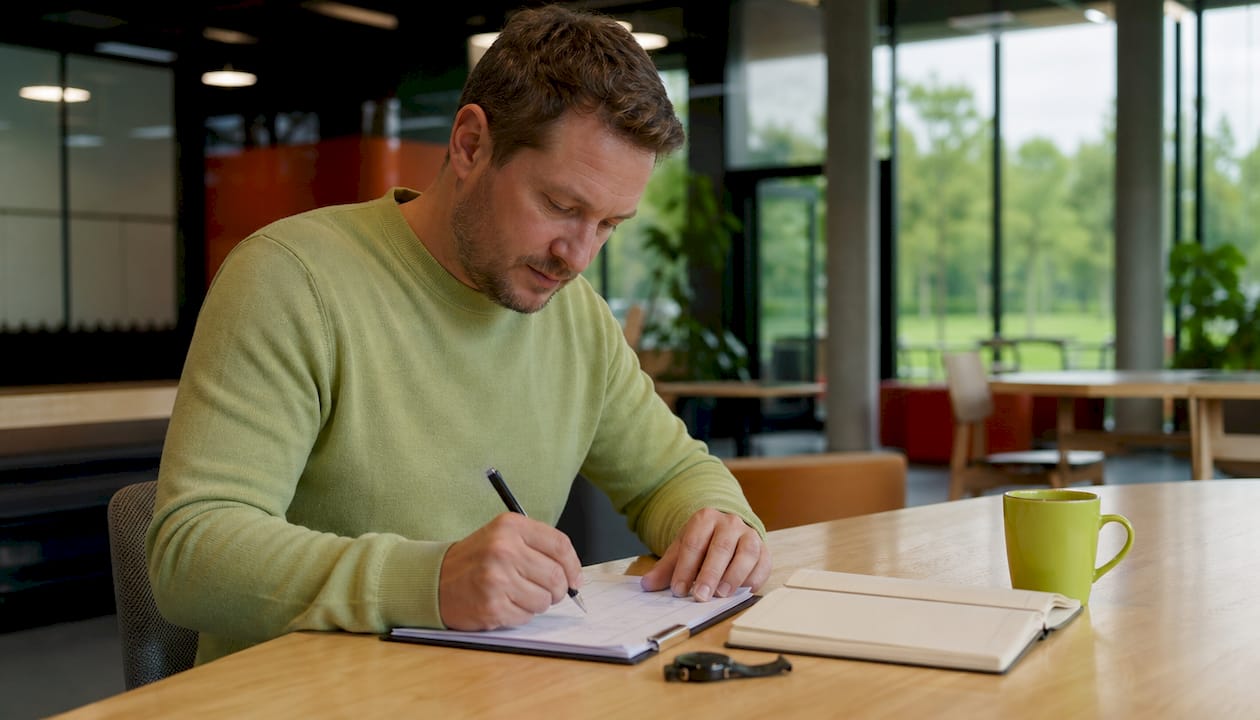 Detaljerad vy över anteckningar från en ergonomisk utvärdering