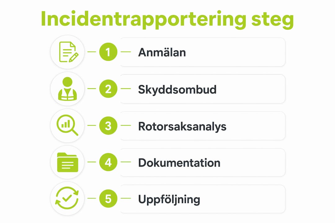 Illustration som visar hur man går tillväga vid rapportering av incidenter