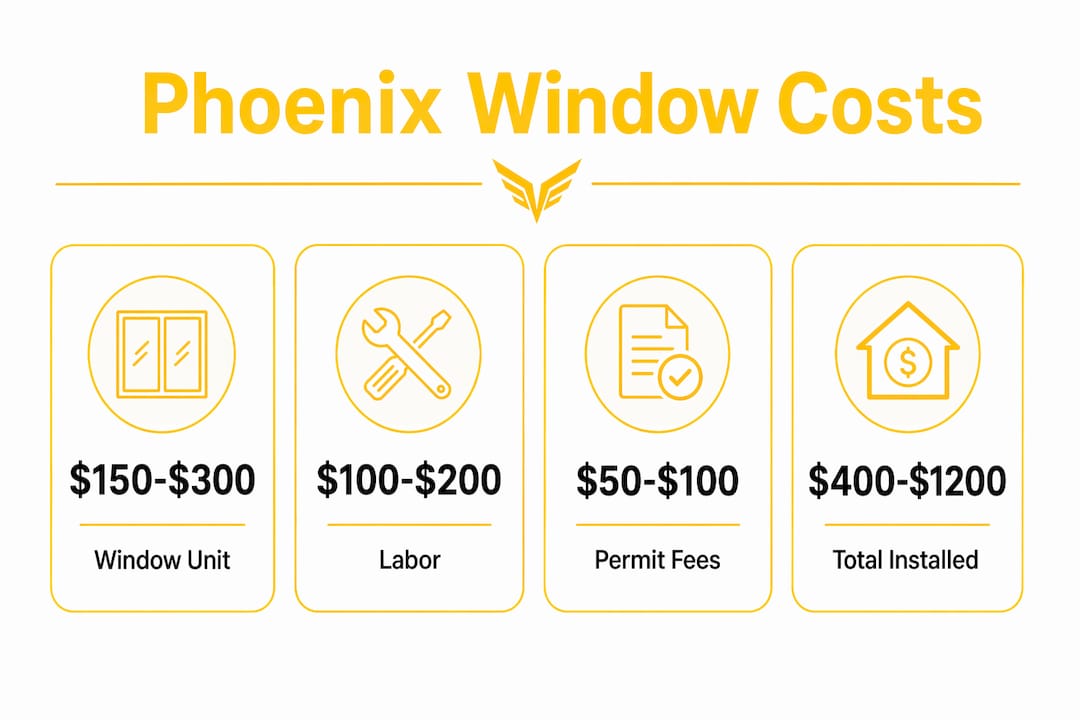 Infographic showing window replacement cost breakdown for Phoenix