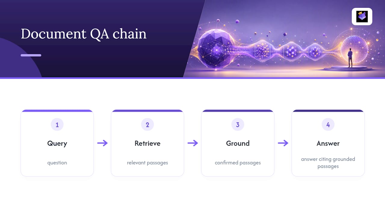 Four-stage document question-answering chain