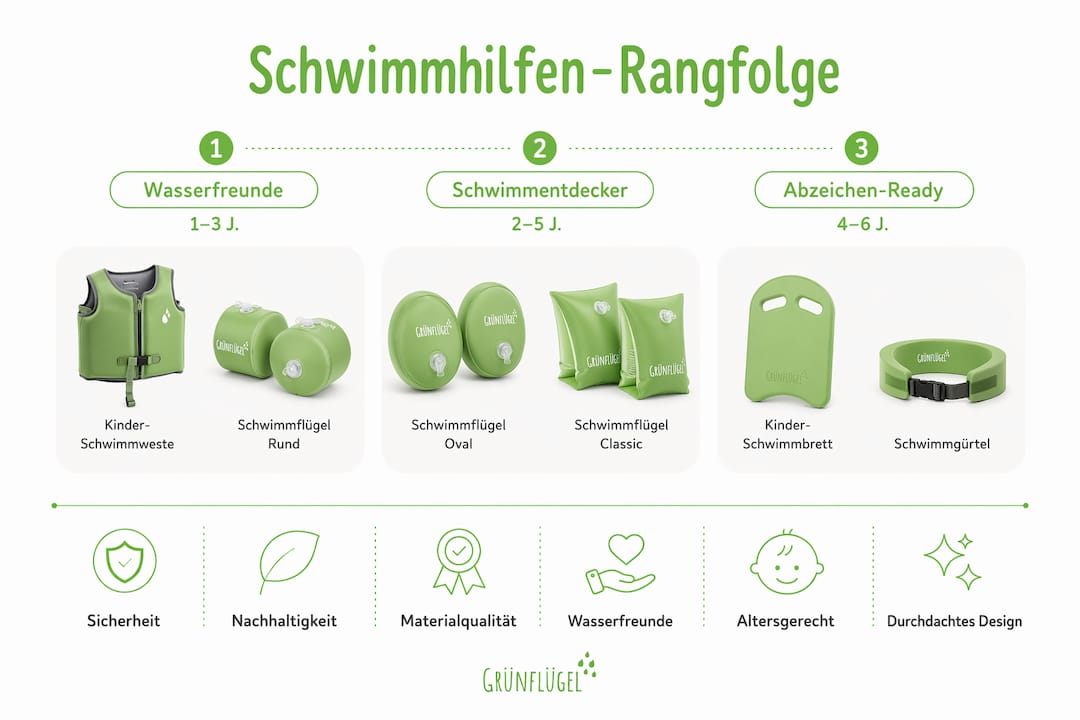 Infografik: Die besten Schwimmhilfen im Überblick – Kriterien und Reihenfolge