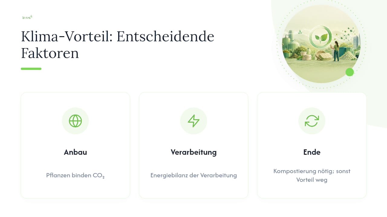Diagramm zu den Umweltfaktoren im Lebenszyklus von Biokunststoff