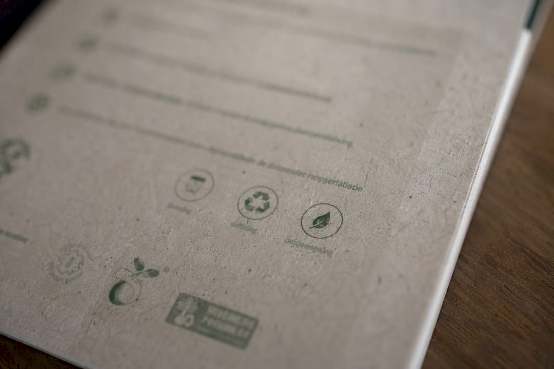 Nahaufnahme von Details eines Öko-Verpackungslabels