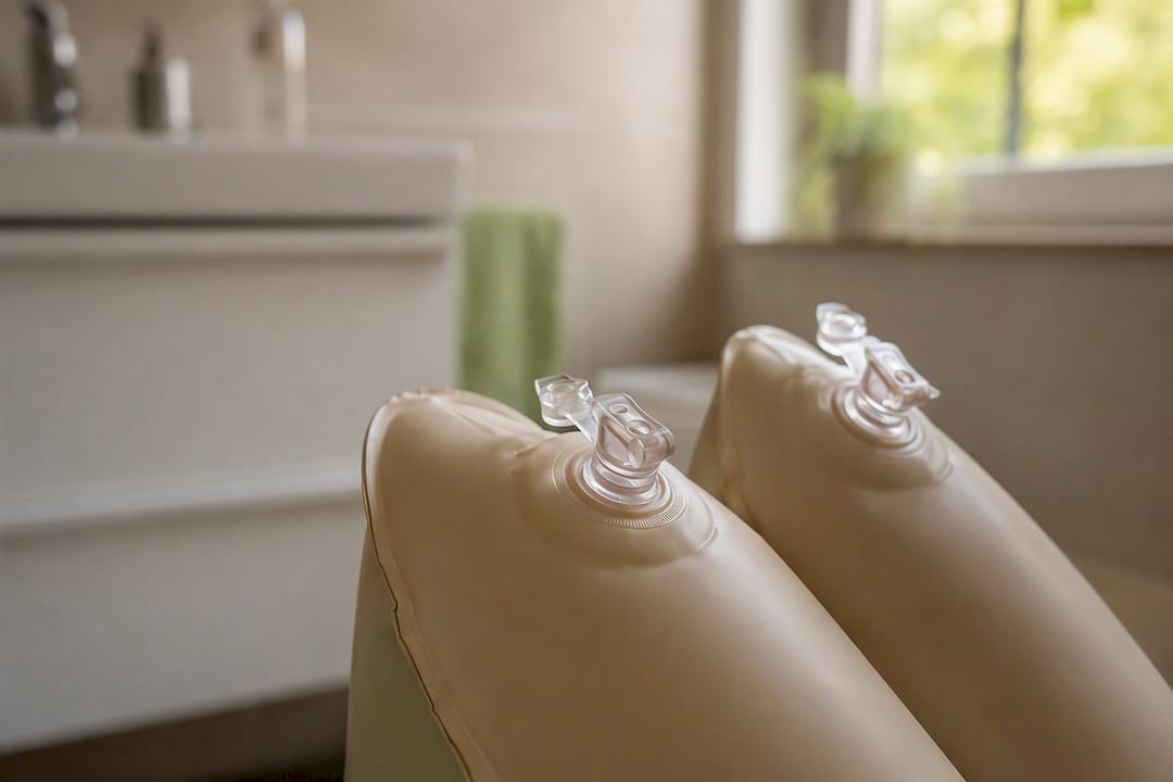 Nahaufnahme des Mehrkammer-Systems und der Ventile einer Schwimmhilfe