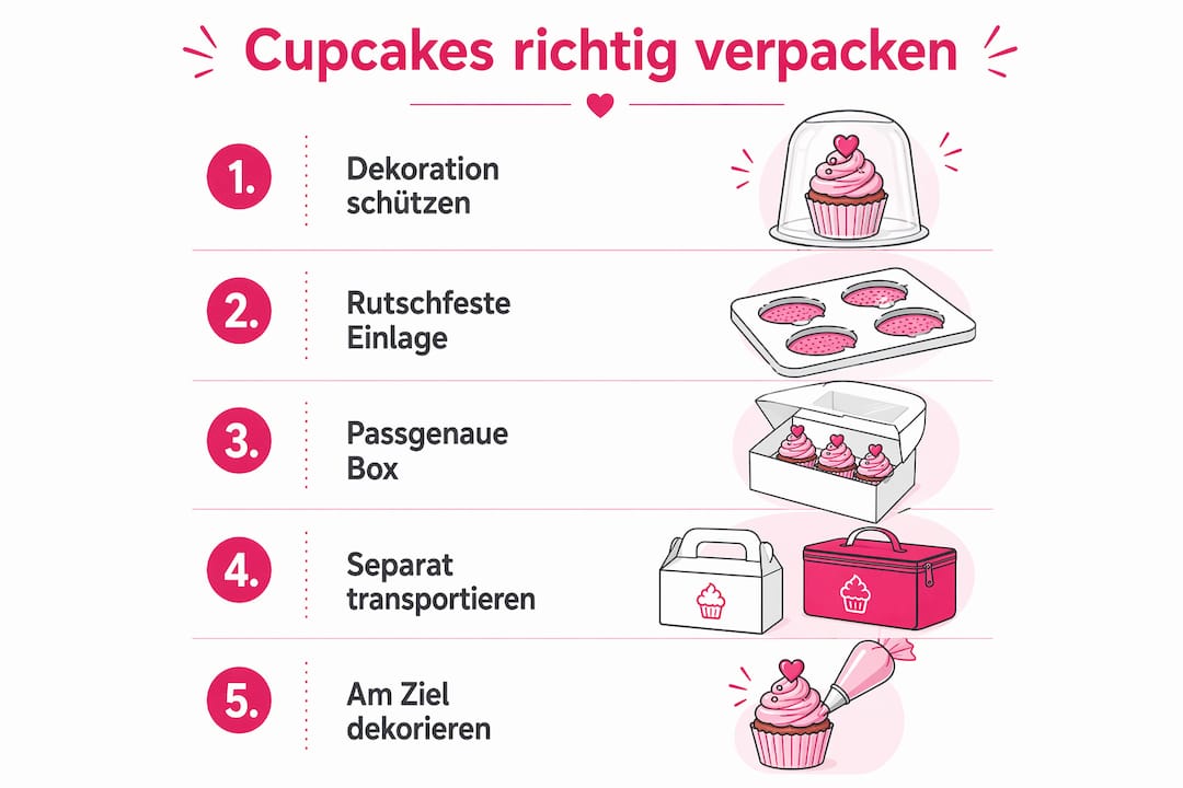 Schritt-für-Schritt-Anleitung: So verpacken Sie Cupcakes richtig (Infografik)