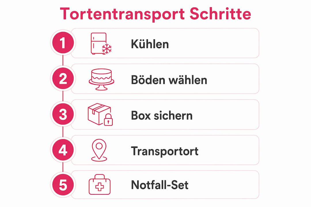 So gelingt der Tortentransport: Fünf praktische Schritte als Infografik