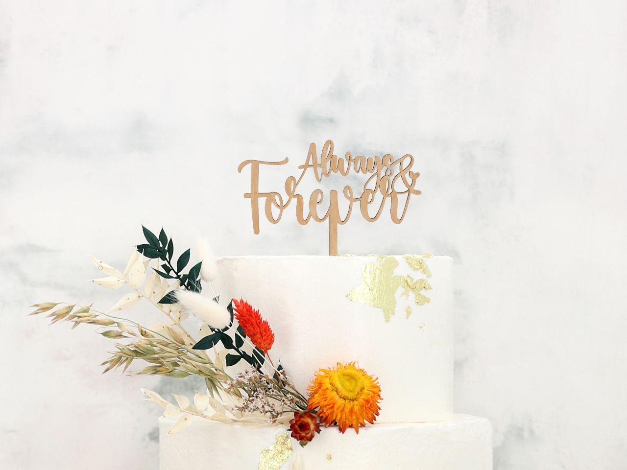 Cake Topper Holz Always Forever,16x18cm