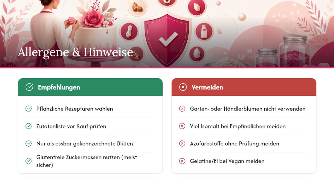 Allergene, Zuckerarten und gesundheitliche Hinweise — overview diagram