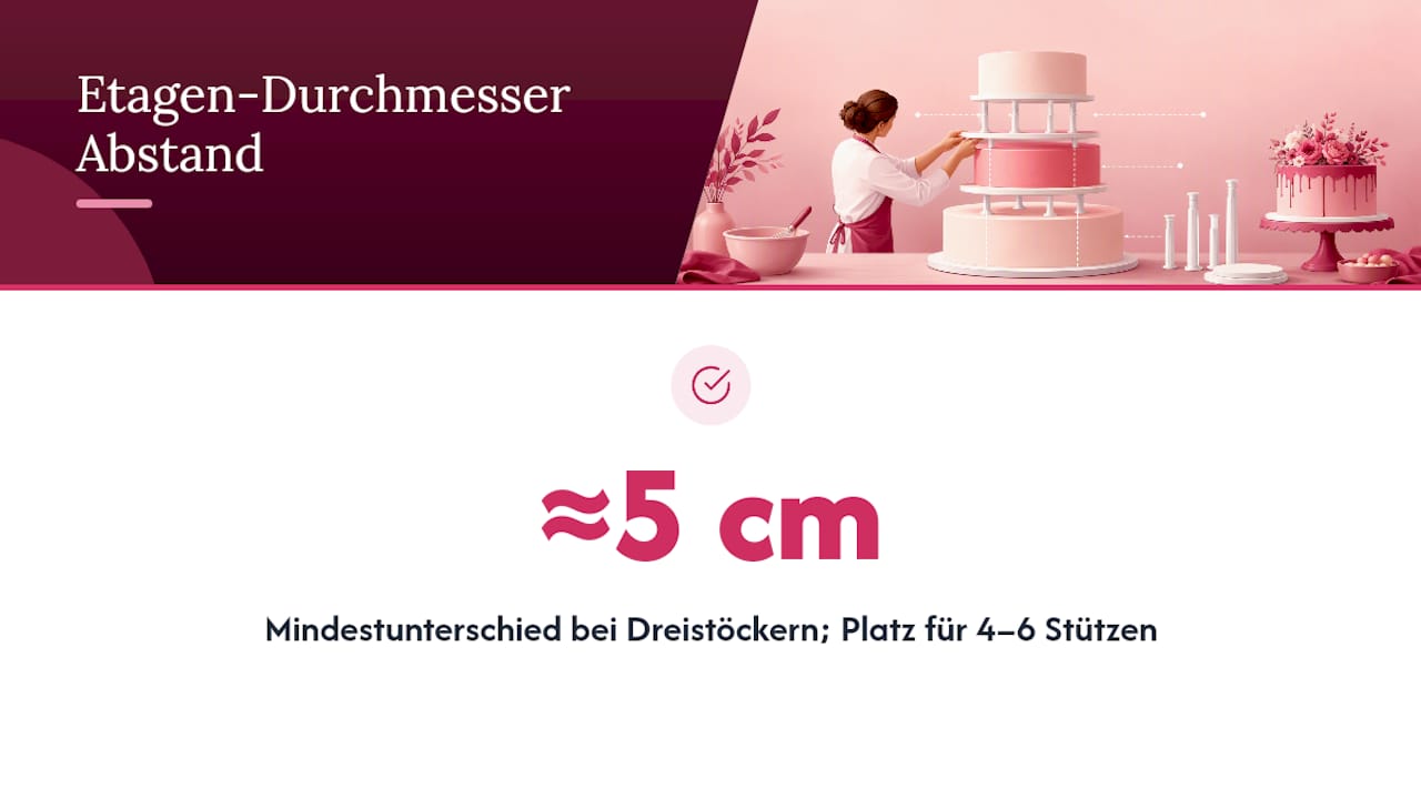 Diagramm der Durchmesserunterschiede der Tortenböden für stabile Torten