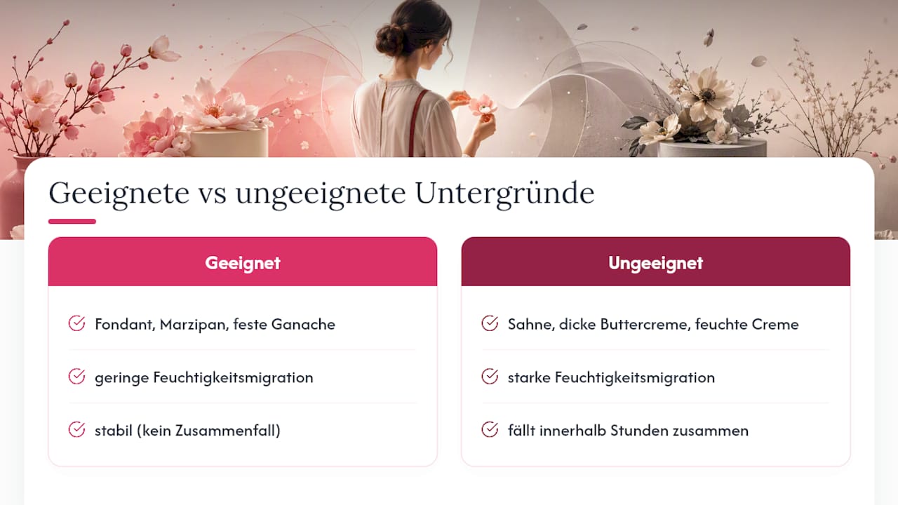 Vergleich von geeigneten und ungeeigneten Untergründen